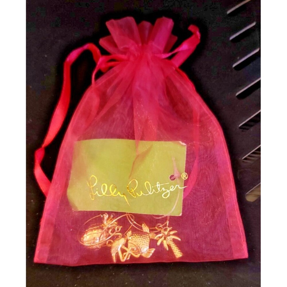 Lilly Pulitzer Wine Glass Charms - Gold Flamingo, Palm Tree, Fish, & PIneapple - Picture 7 of 8